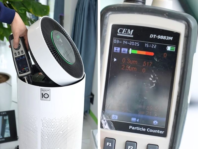 Hiệu quả lọc bụi máy LG  2 tầng 